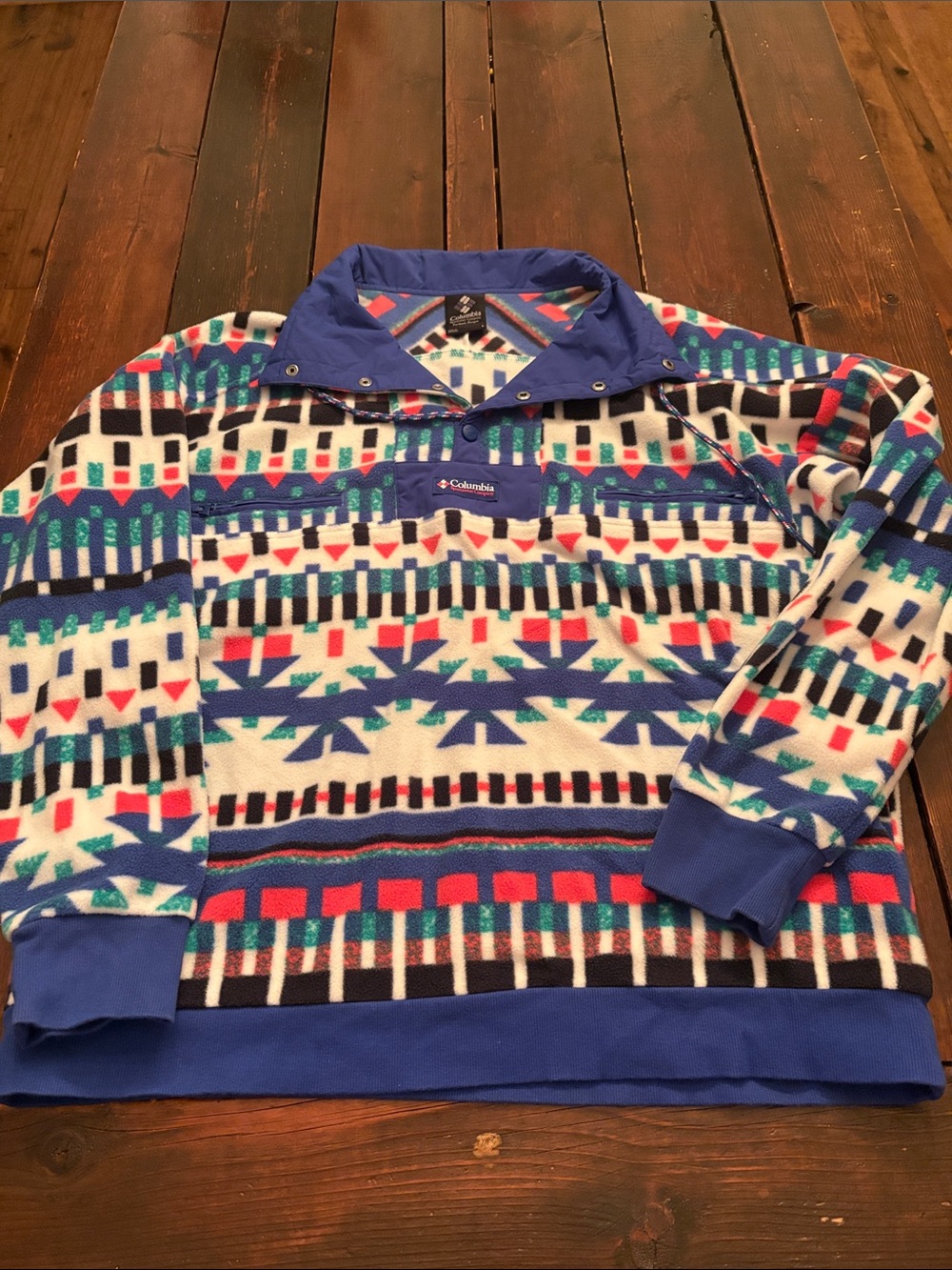 Columbia Multicolor Geometric Crewneck Sweater - Blue Accents